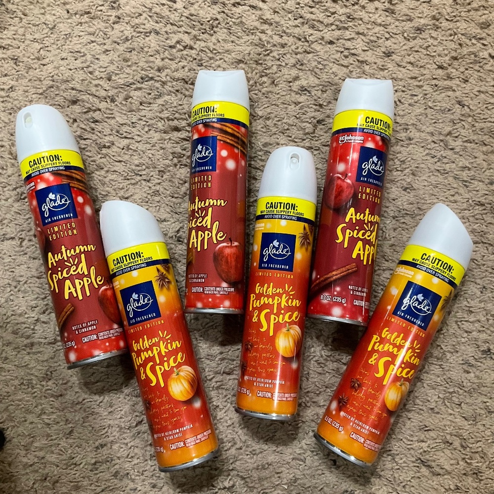 6-Glade Aerosol Room Spray Air Freshener  Limited Edition Spiced Apple & Pumpkin